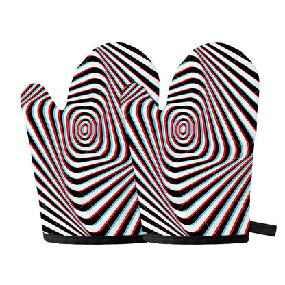Anaglyph Optical Illusion Print Oven Mitts