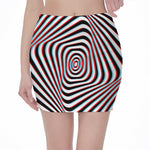 Anaglyph Optical Illusion Print Pencil Mini Skirt