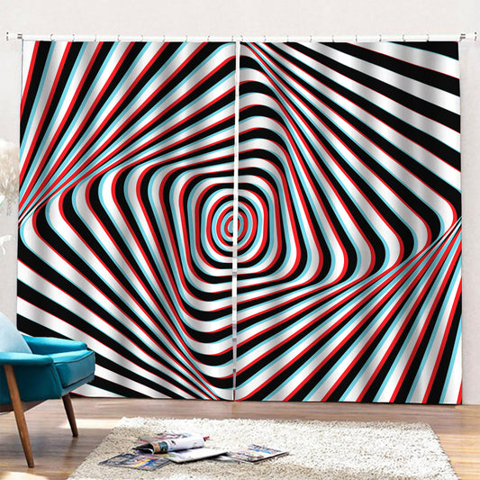 Anaglyph Optical Illusion Print Pencil Pleat Curtains