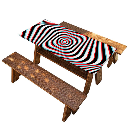 Anaglyph Optical Illusion Print Picnic Table Cover
