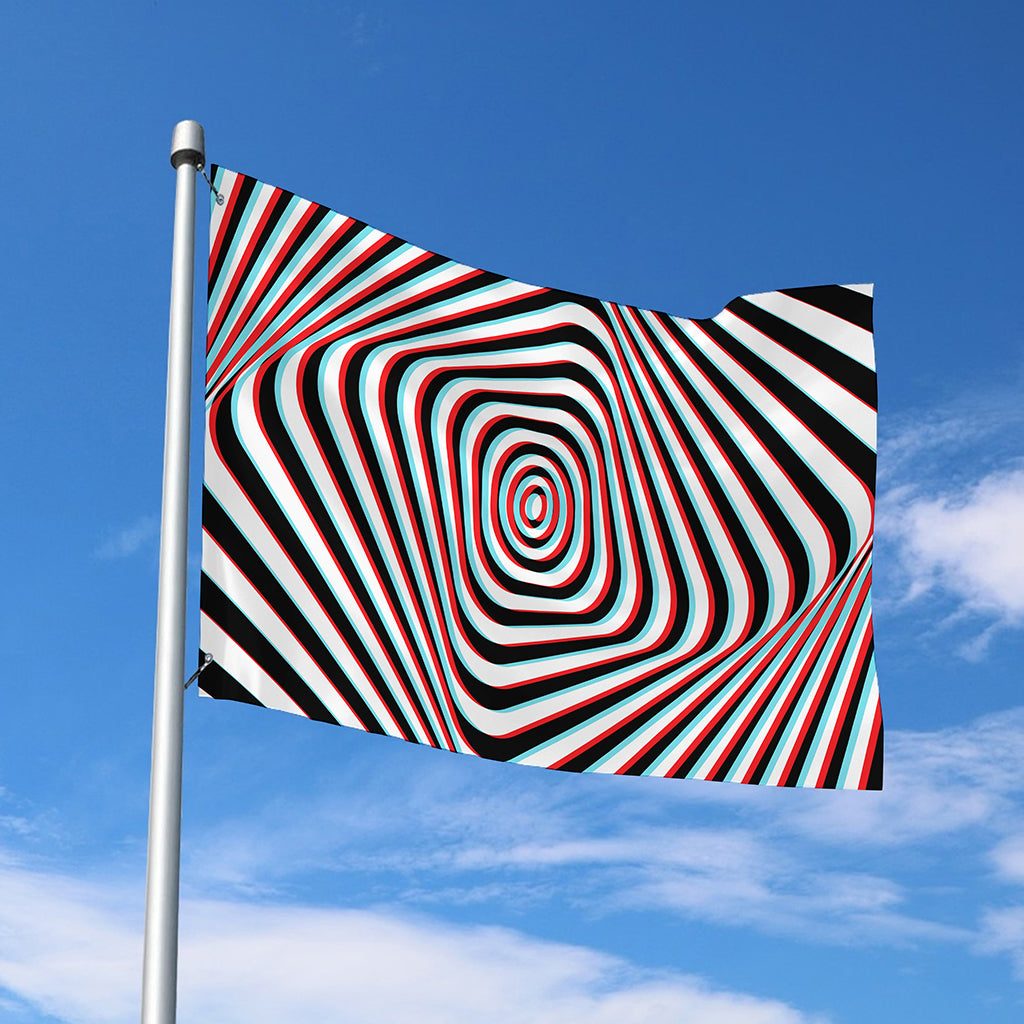 Anaglyph Optical Illusion Print Polyester Flag