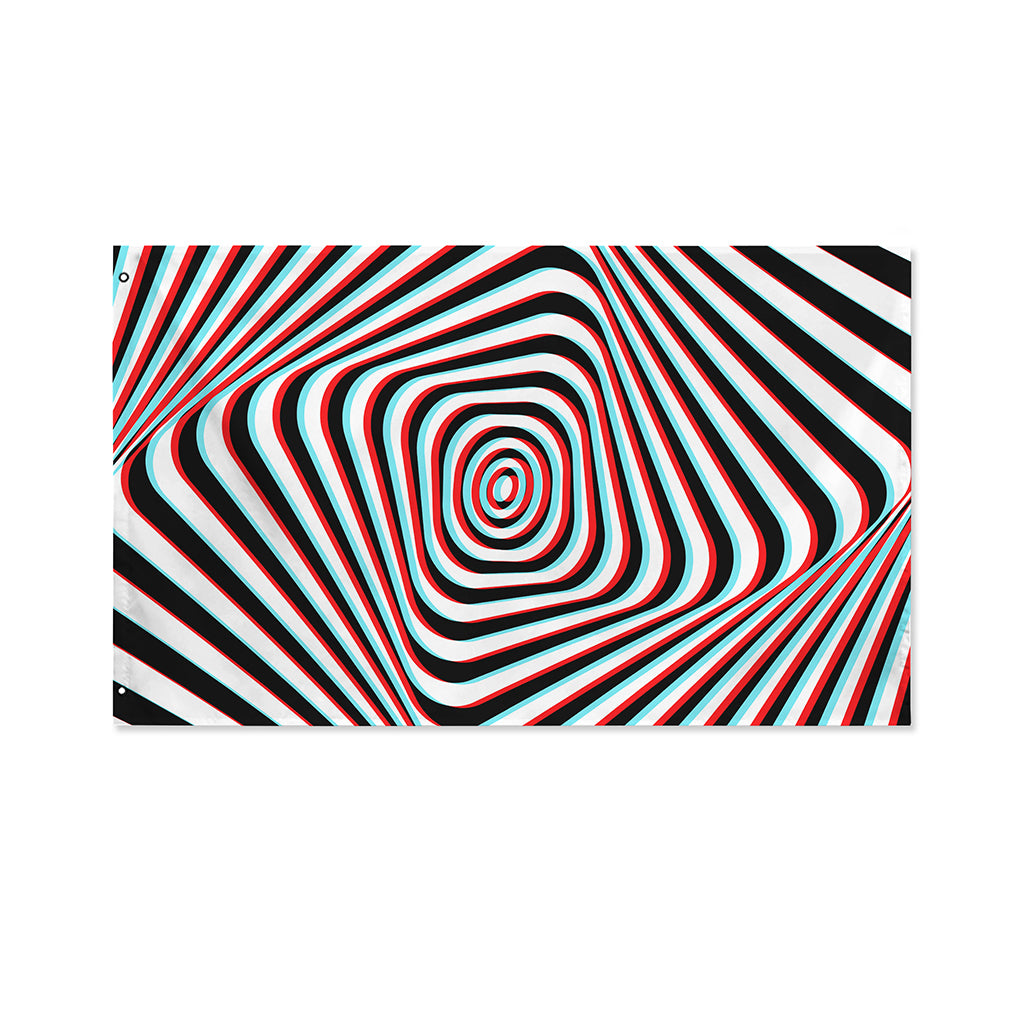 Anaglyph Optical Illusion Print Polyester Flag