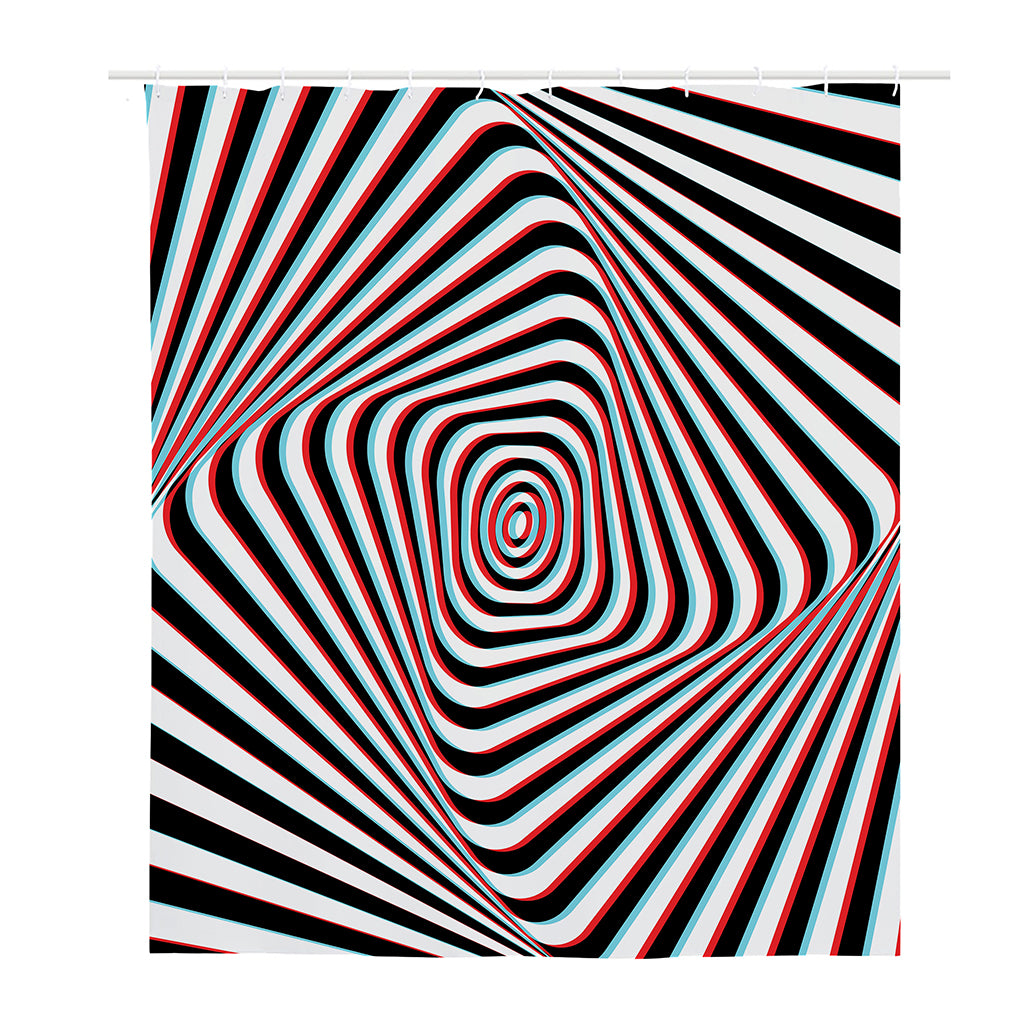 Anaglyph Optical Illusion Print Polyester Shower Curtain