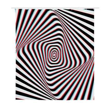 Anaglyph Optical Illusion Print Polyester Shower Curtain