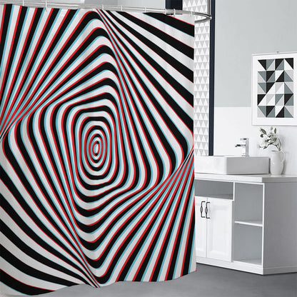 Anaglyph Optical Illusion Print Premium Shower Curtain