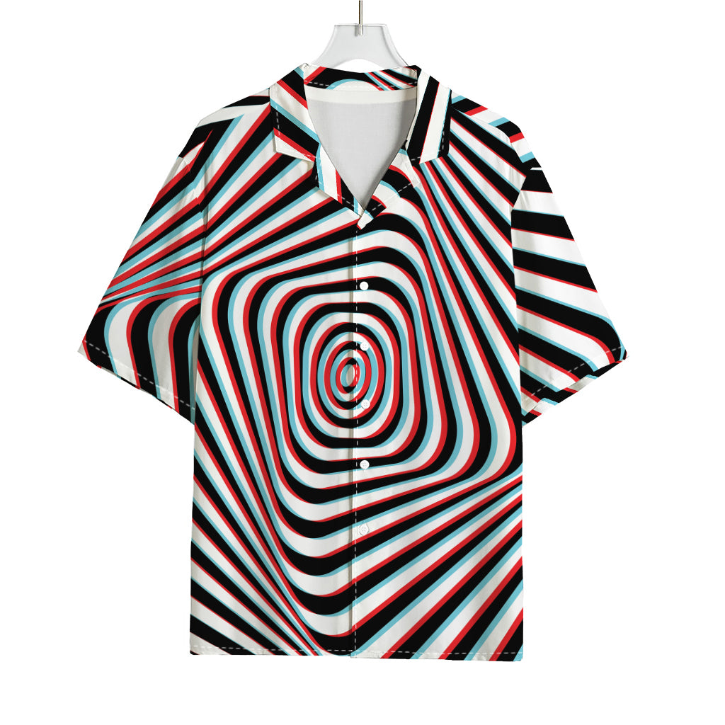 Anaglyph Optical Illusion Print Rayon Hawaiian Shirt