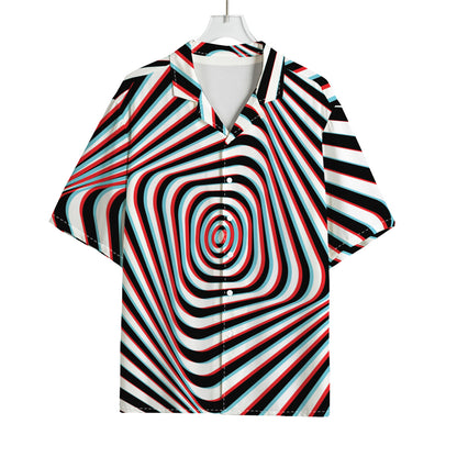 Anaglyph Optical Illusion Print Rayon Hawaiian Shirt