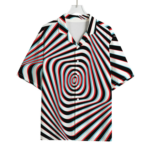 Anaglyph Optical Illusion Print Rayon Hawaiian Shirt