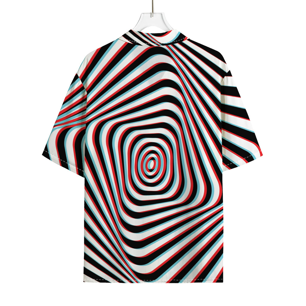 Anaglyph Optical Illusion Print Rayon Hawaiian Shirt