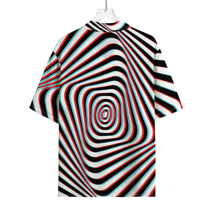Anaglyph Optical Illusion Print Rayon Hawaiian Shirt