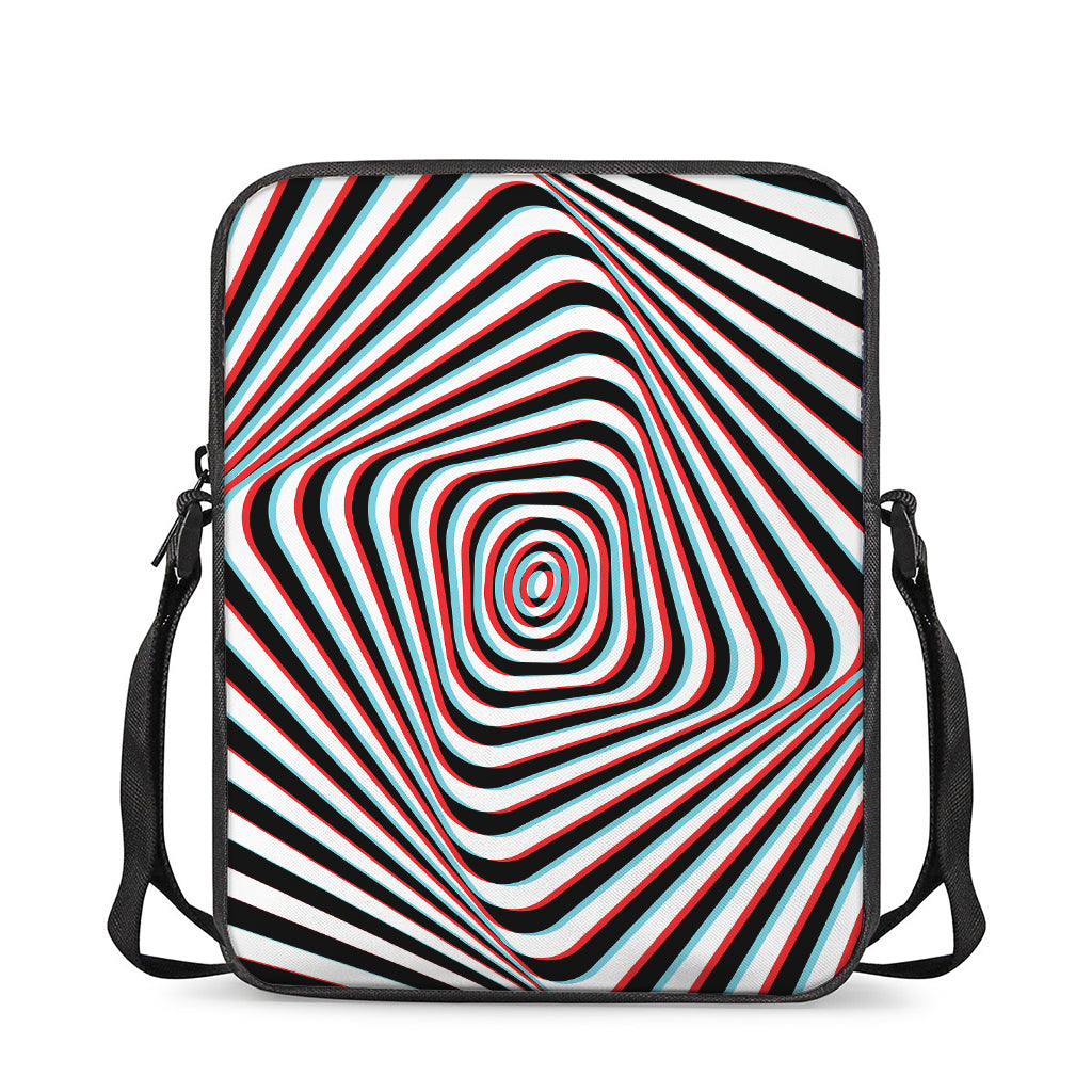 Anaglyph Optical Illusion Print Rectangular Crossbody Bag
