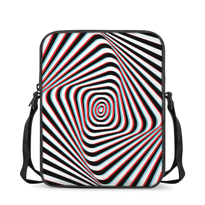 Anaglyph Optical Illusion Print Rectangular Crossbody Bag