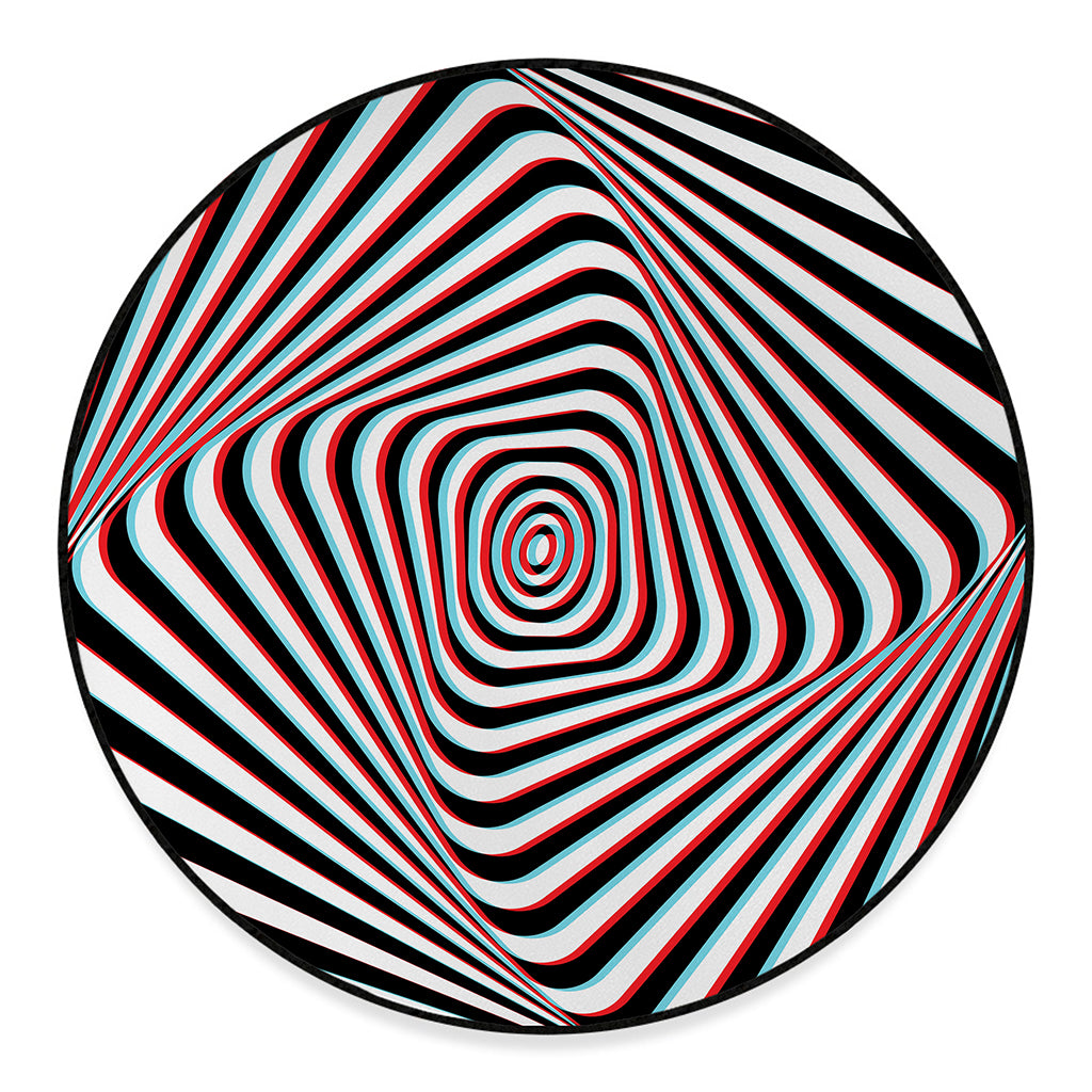Anaglyph Optical Illusion Print Round Floor Mat