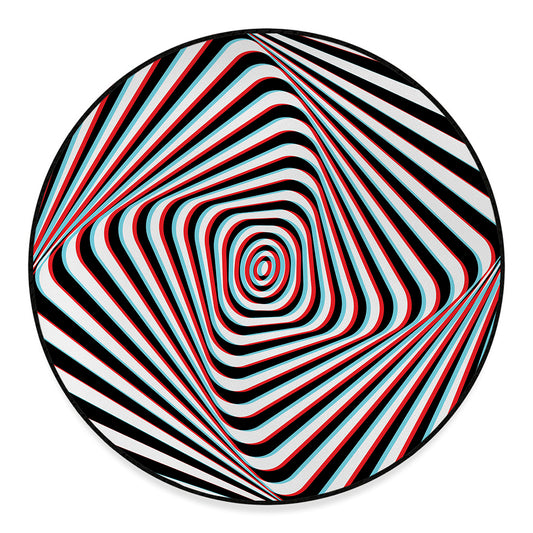 Anaglyph Optical Illusion Print Round Floor Mat