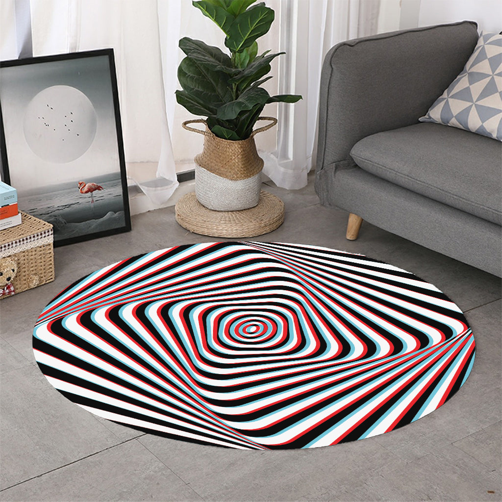Anaglyph Optical Illusion Print Round Rug
