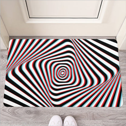 Anaglyph Optical Illusion Print Rubber Doormat