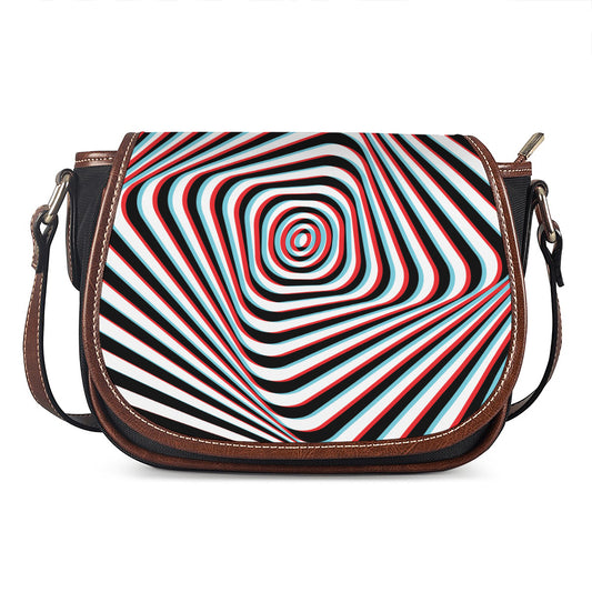 Anaglyph Optical Illusion Print Saddle Bag