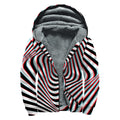 Anaglyph Optical Illusion Print Sherpa Lined Zip Up Hoodie