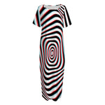 Anaglyph Optical Illusion Print Short Sleeve Long Nightdress