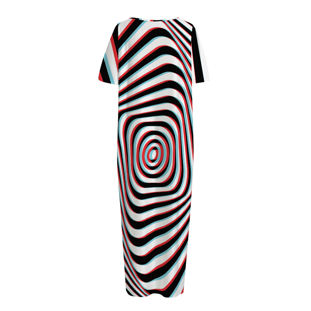 Anaglyph Optical Illusion Print Short Sleeve Long Nightdress