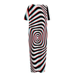 Anaglyph Optical Illusion Print Short Sleeve Long Nightdress