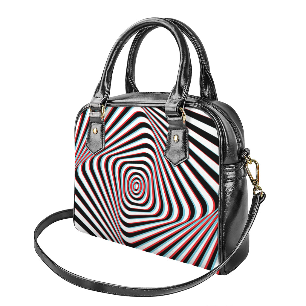 Anaglyph Optical Illusion Print Shoulder Handbag