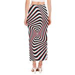Anaglyph Optical Illusion Print Side Slit Maxi Skirt