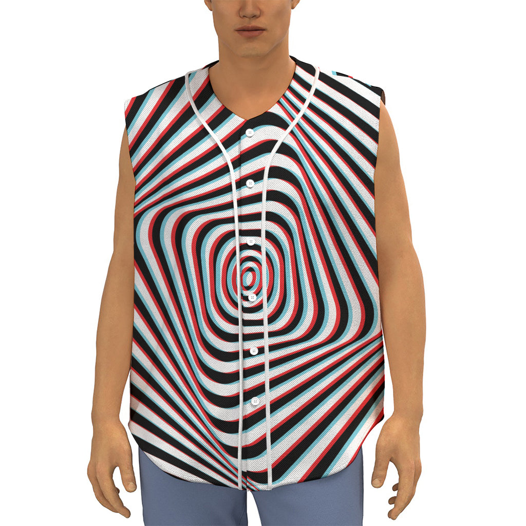 Anaglyph Optical Illusion Print Sleeveless Baseball Jersey