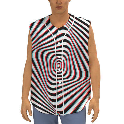 Anaglyph Optical Illusion Print Sleeveless Baseball Jersey