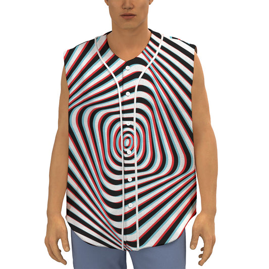 Anaglyph Optical Illusion Print Sleeveless Baseball Jersey