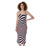 Anaglyph Optical Illusion Print Slim Fit Midi Cami Dress