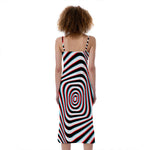 Anaglyph Optical Illusion Print Slim Fit Midi Cami Dress