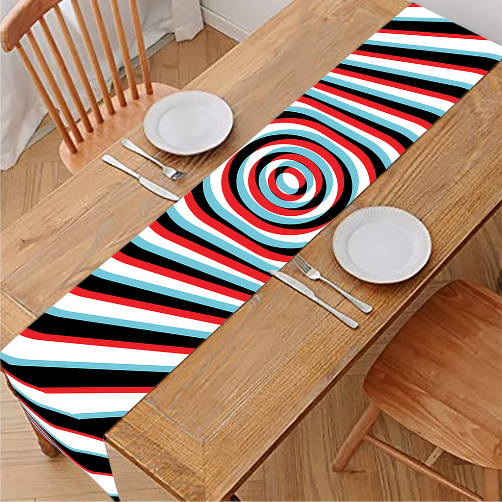 Anaglyph Optical Illusion Print Table Runner