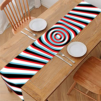Anaglyph Optical Illusion Print Table Runner
