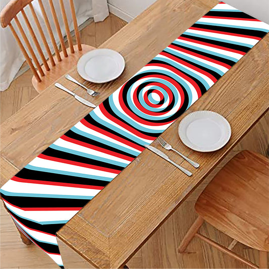 Anaglyph Optical Illusion Print Table Runner