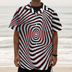 Anaglyph Optical Illusion Print Textured Short Sleeve Shirt