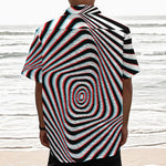 Anaglyph Optical Illusion Print Textured Short Sleeve Shirt