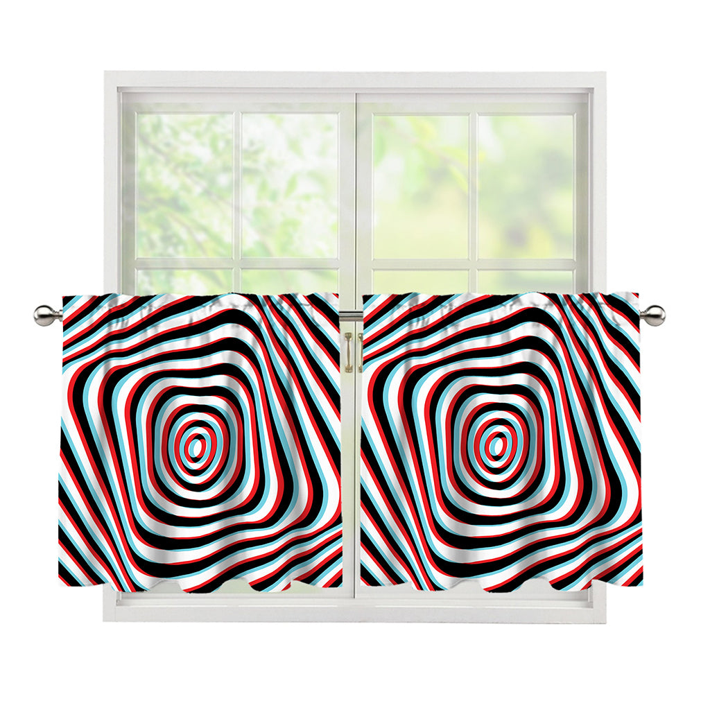Anaglyph Optical Illusion Print Tier Curtains