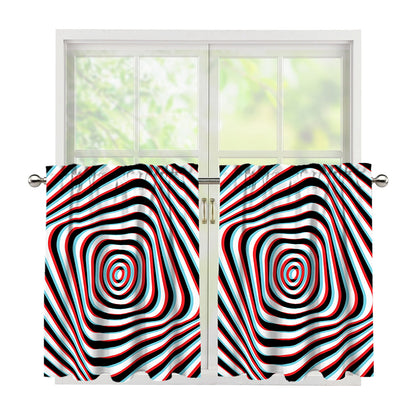 Anaglyph Optical Illusion Print Tier Curtains