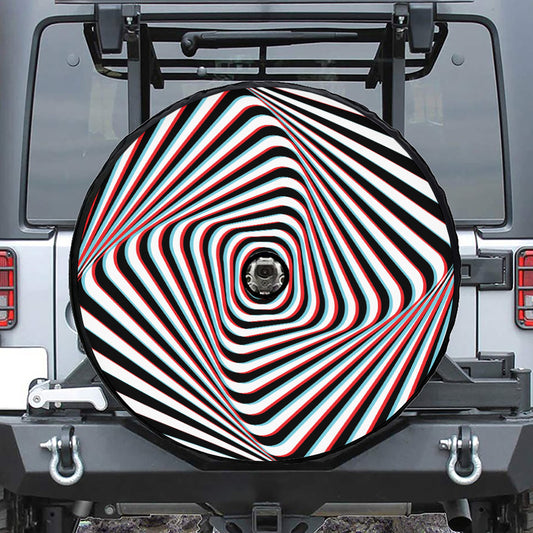 Anaglyph Optical Illusion Print Tire Cover With Camera Hole