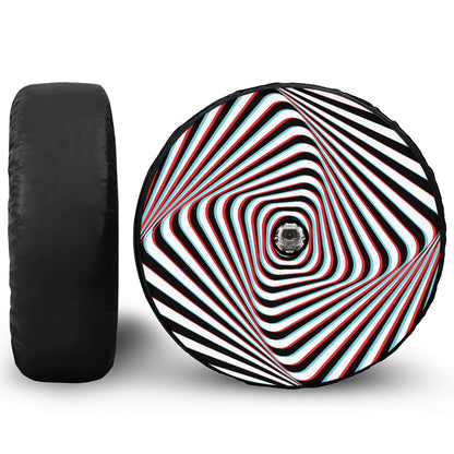 Anaglyph Optical Illusion Print Tire Cover With Camera Hole