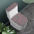 Anaglyph Optical Illusion Print Toilet Lid And Tank Cover Set