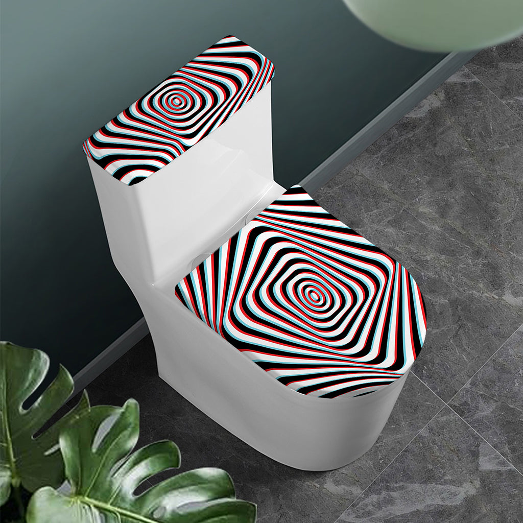 Anaglyph Optical Illusion Print Toilet Lid And Tank Cover Set