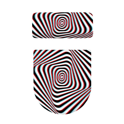 Anaglyph Optical Illusion Print Toilet Lid And Tank Cover Set