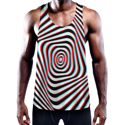 Anaglyph Optical Illusion Print Training Tank Top