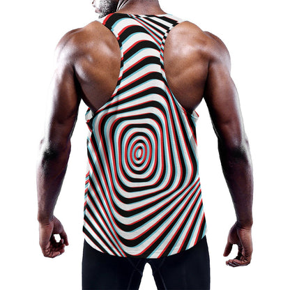 Anaglyph Optical Illusion Print Training Tank Top