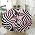 Anaglyph Optical Illusion Print Waterproof Round Tablecloth
