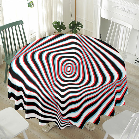Anaglyph Optical Illusion Print Waterproof Round Tablecloth