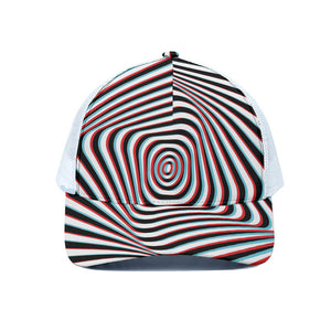 Anaglyph Optical Illusion Print White Mesh Trucker Cap