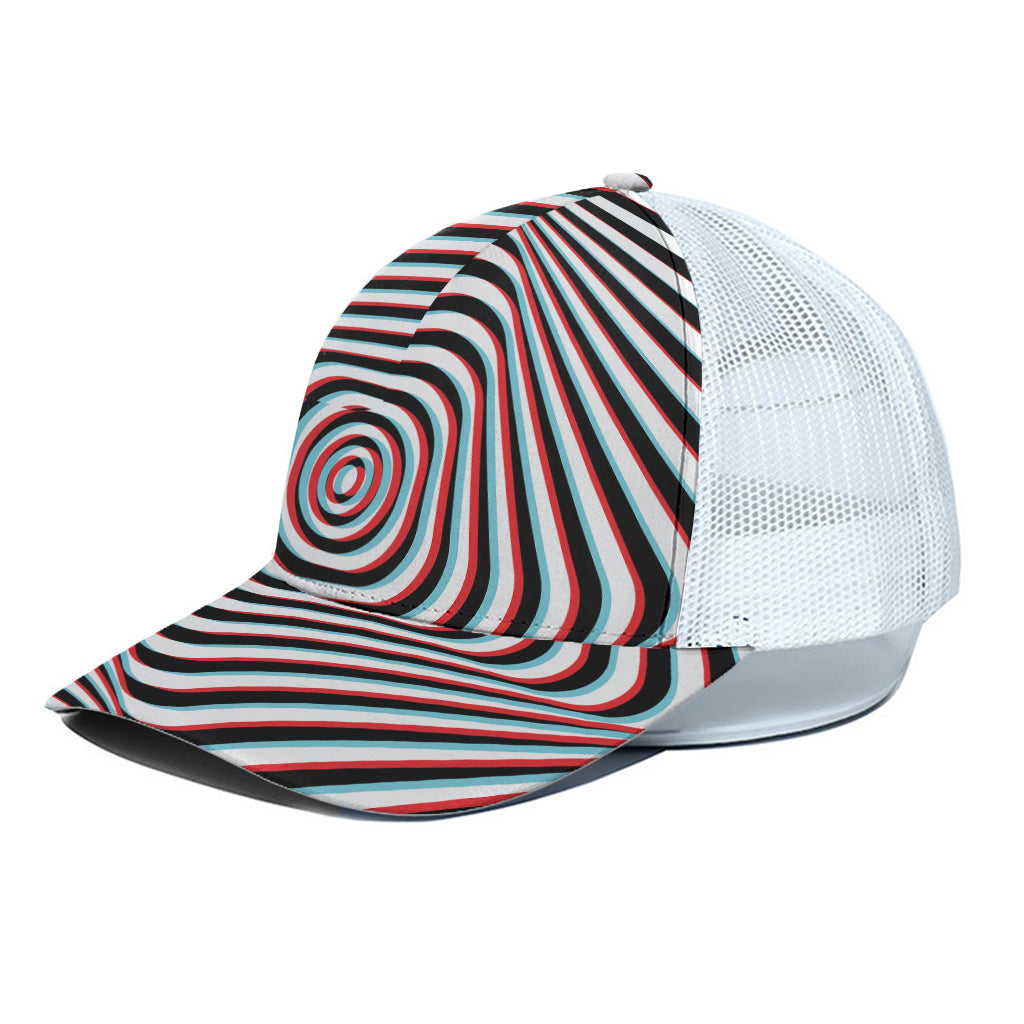 Anaglyph Optical Illusion Print White Mesh Trucker Cap